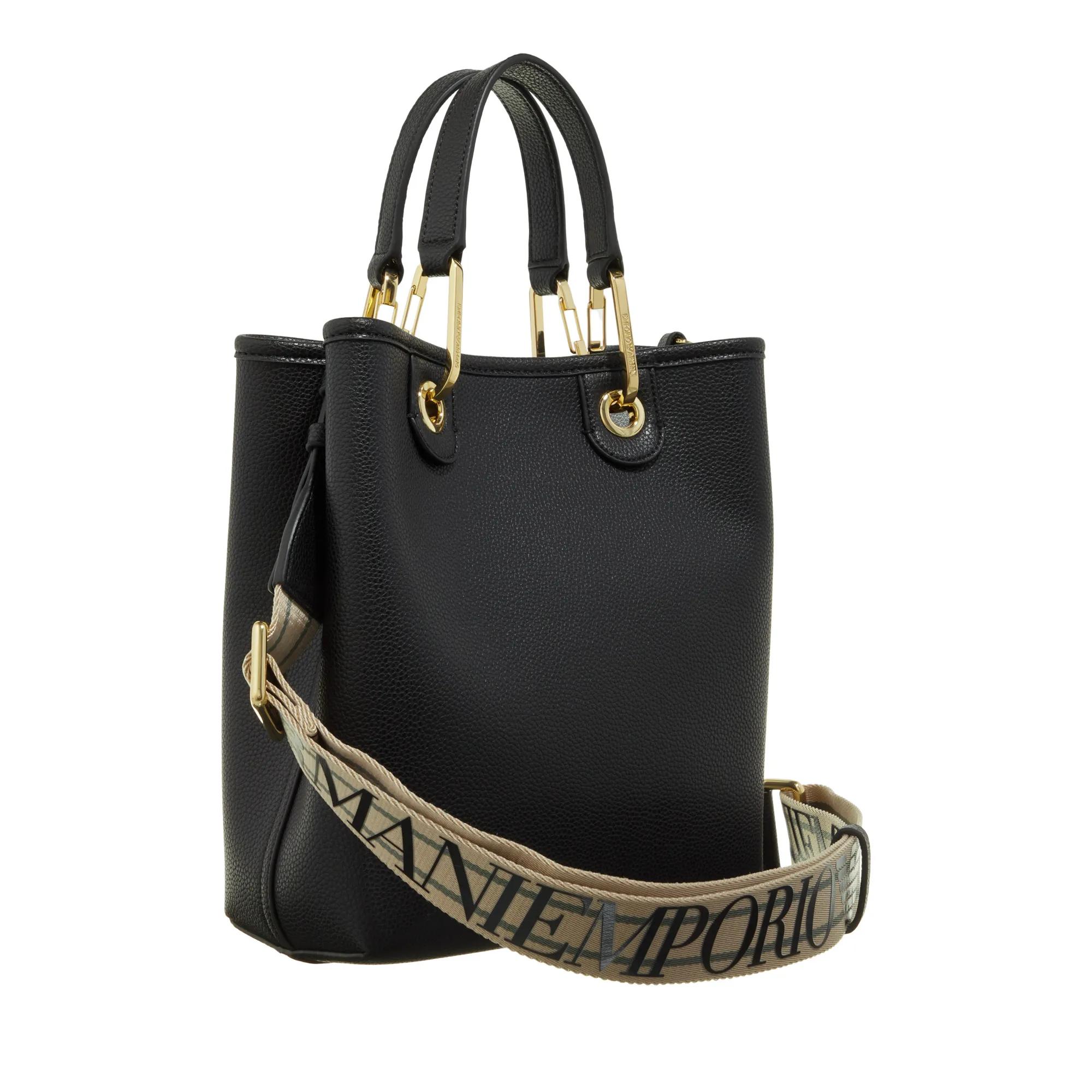 Emporio Armani Zwarte Shoppingtas met Verstelbare Band en Afneembaar Logo Overal Black Dames