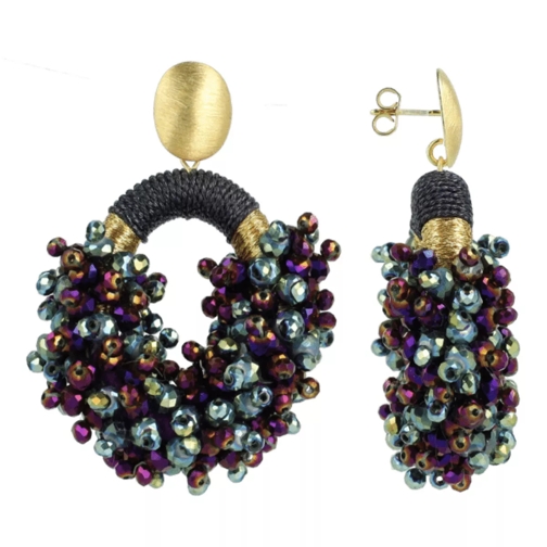 LOTT.gioielli CE GB Combi Oval M Double Stones Metallic Green/Purple Drop Earring