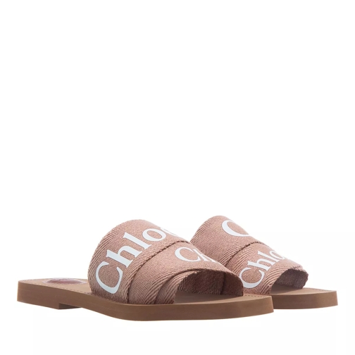 Chloé Woody Flat Sandals Pink Tea Slip-in skor