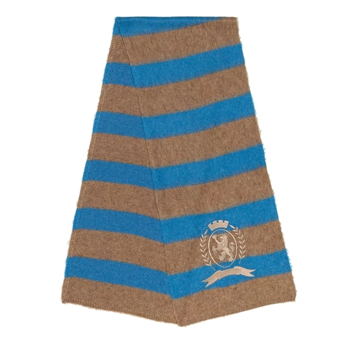 Tommy Hilfiger Thc Fuzzy Scarf Stripes Sandy Beige/Cerulean Aqua Wollen Sjaal