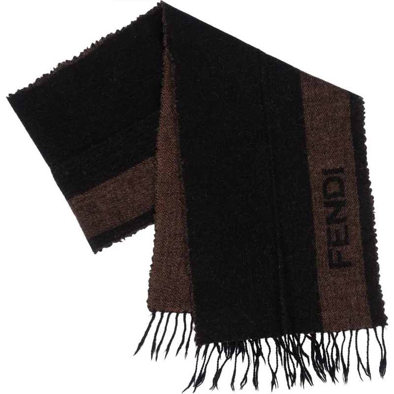Fendi Wollschal Fendi Wool Striped Scarf Schal braun