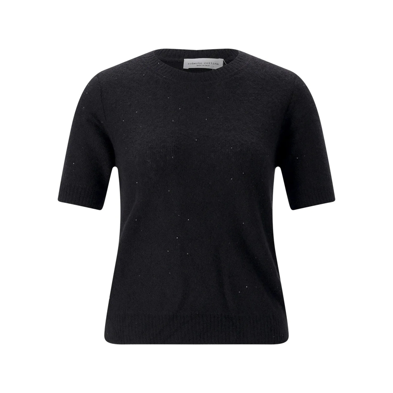 Roberto Collina T-shirt Pullover aus Kaschmir-Seiden-Mix schwarz