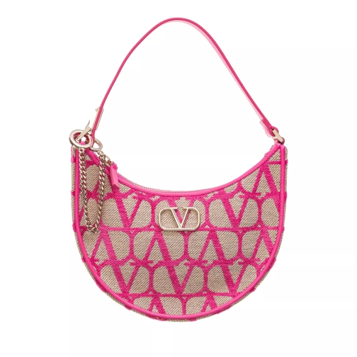 Valentino Garavani Mini V-Logo Signature Hobo Bag Leather Natural Pink Shoulder Bag