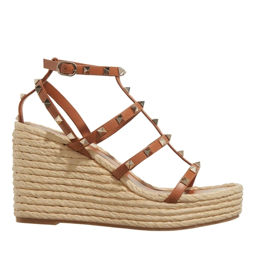 Valentino Garavani Espadrille Rockstud Wedge Espadrilles Almond Beige