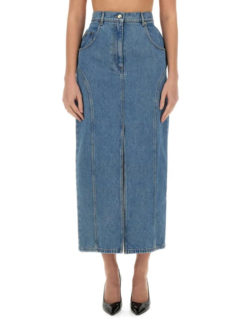Thumbnail - Nina Ricci - Long Denim Skirt - Größe 38 - blau