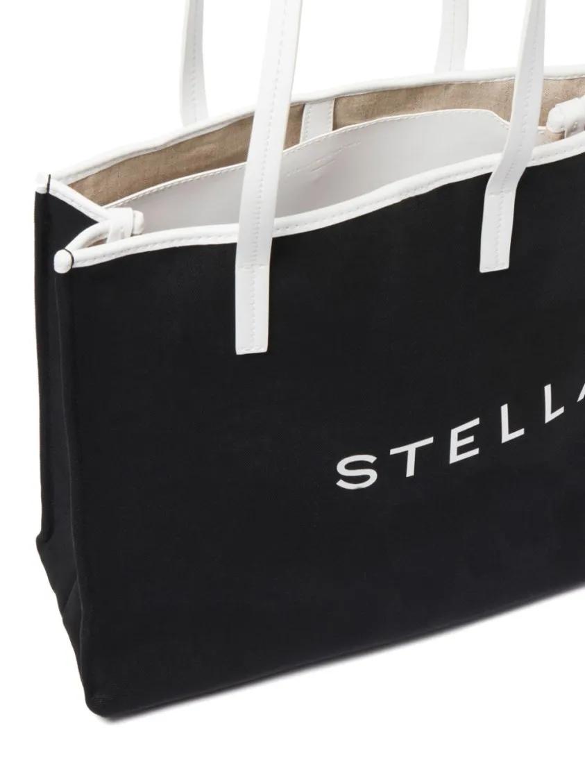 Stella Mccartney Shoppers & Totes Black Canvas Tote Bag With Logo Prints And Moon Ch in zwart