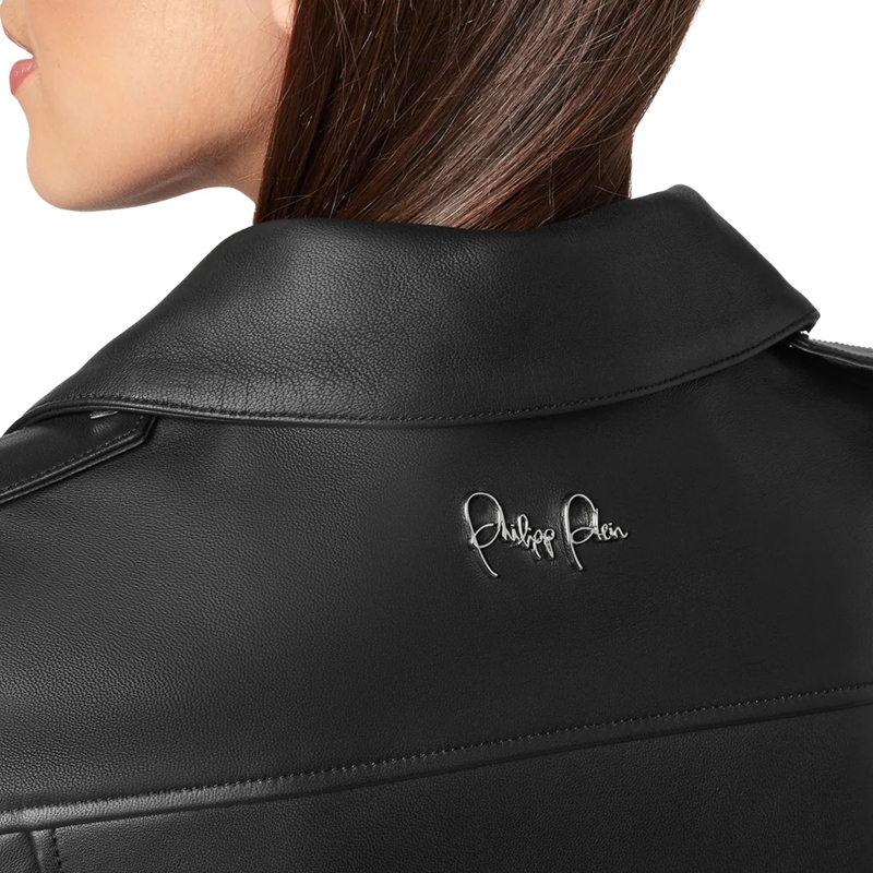 Philipp Plein Lederjacke Leder Biker-Jacke schwarz(Image 5)