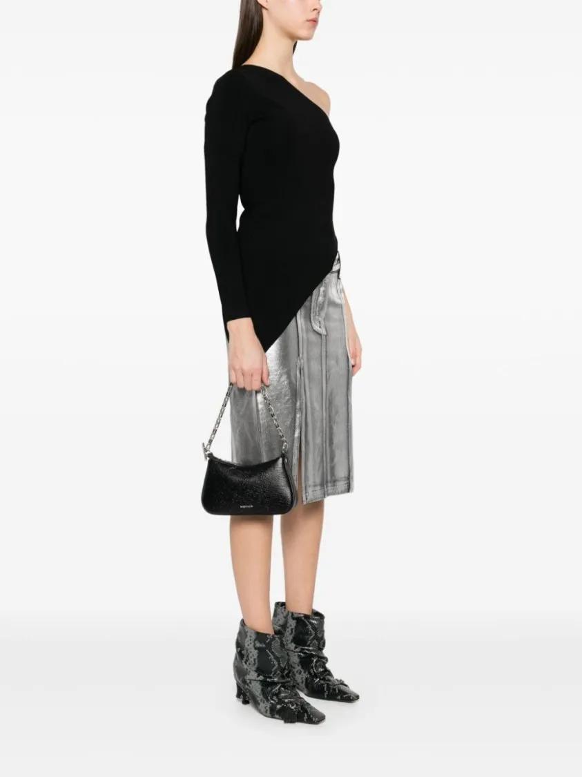 Thumbnail - Alexander McQueen Hobo Bags - Textured Black Shoulder Bag With Chain Strap - Gr. unisize - in Schwarz - für Damen