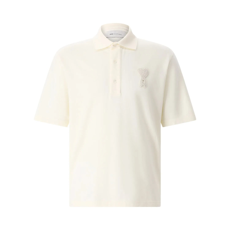 AMI Paris Polohemd Minimalist Short-Sleeve Polo Shirt With Heart Embl Neutrals