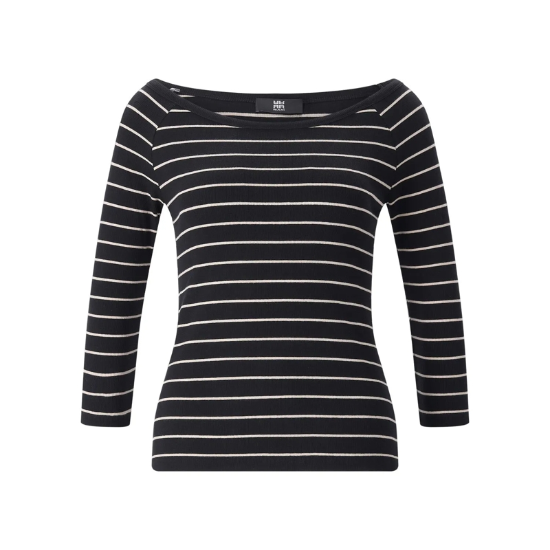 Riani  Gestreiftes Langarmshirt schwarz