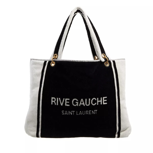 Saint Laurent Rive Gauche Towel Bag Made Of Terry Black/White Shopping Bag