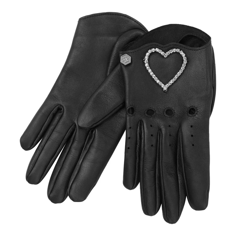 Philipp Plein Handschuhe Handschuhe Heart Mit Schmucksteinen schwarz