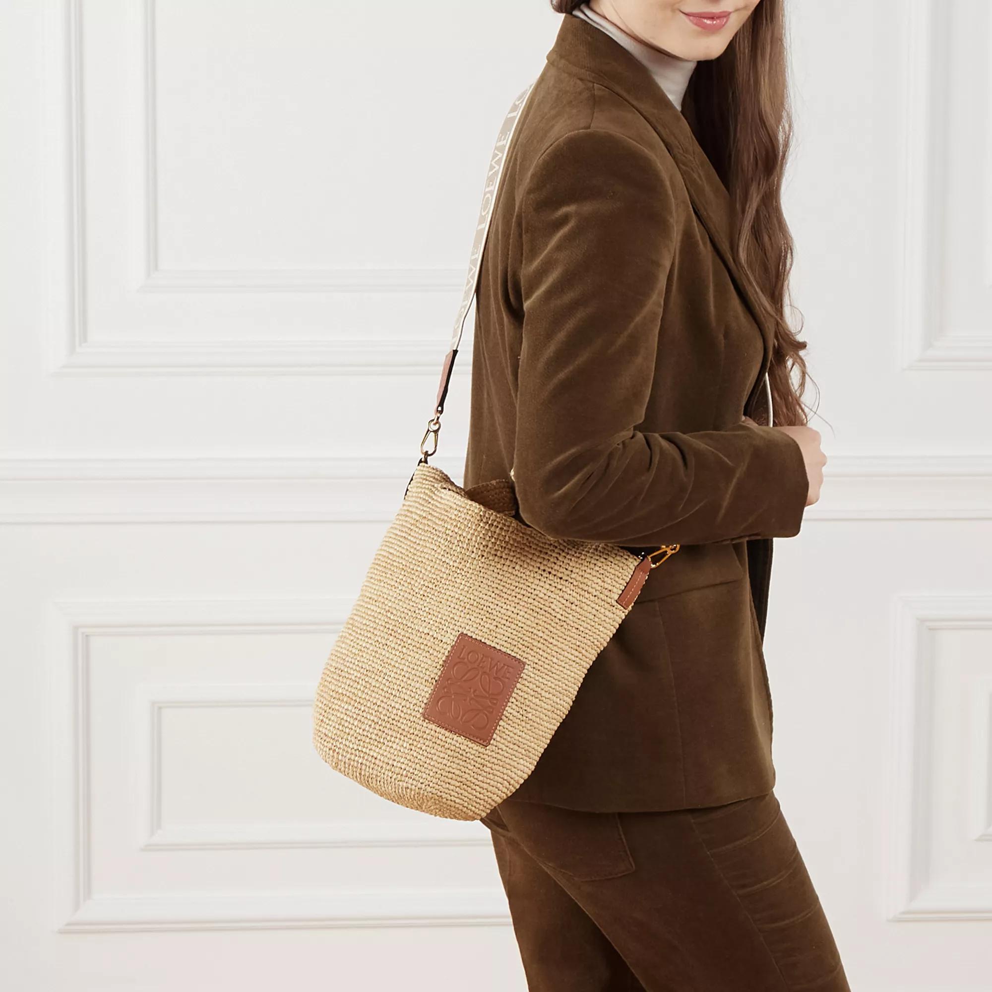 Loewe Mini Slit Bag Raffia Natural/Tan | Korbtasche