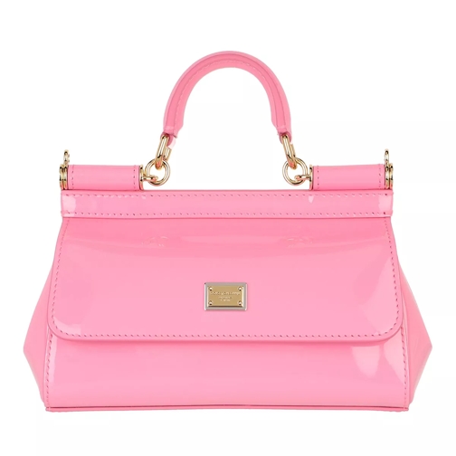 Dolce&Gabbana Sicily Top Handle Bag Dauphine Calfskin Pink Satchel
