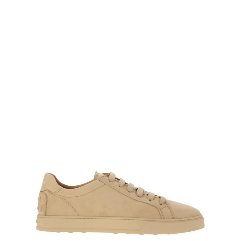 Tod's Low-Top-Sneaker Suede Leather Sneakers With Embossed Grommets Neutrals