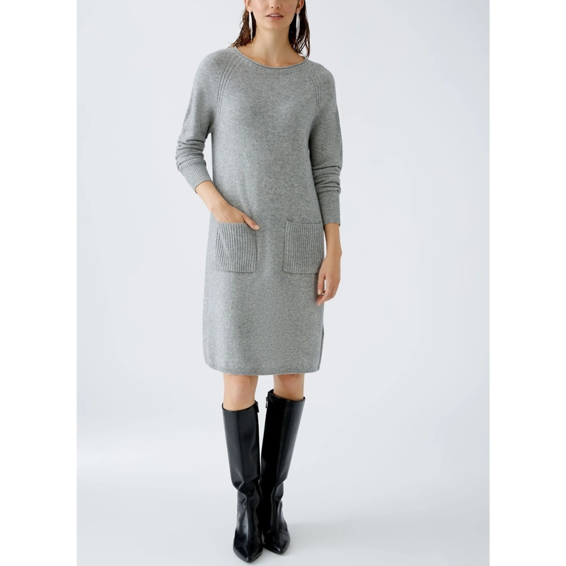 Oui Strickkleid Strickkleid hell-grau (Image 3)
