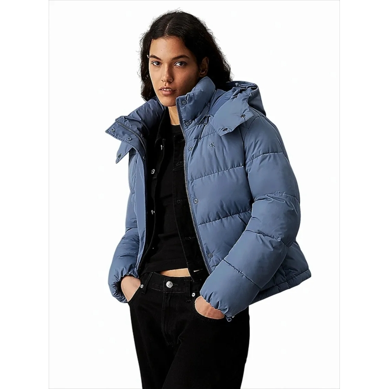 Calvin Klein  Vibrant Blue Quilted Jacket With Detachable Hood Blue