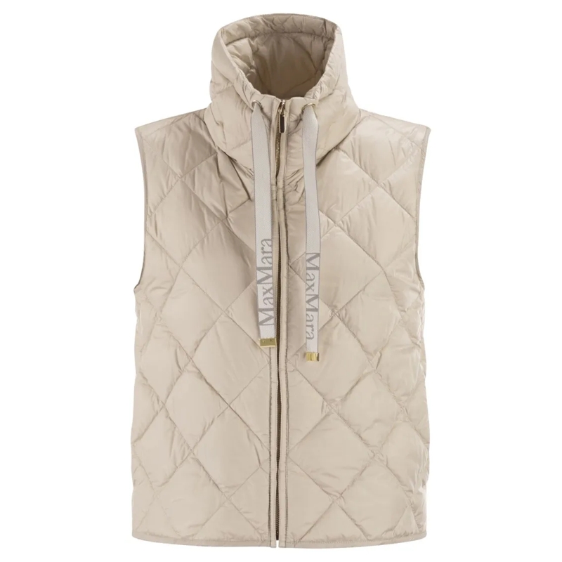Max Mara  Tegic - Drip-Proof Canvas Padded Waistcoat Neutrals