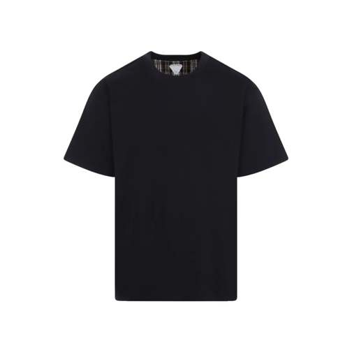 Bottega Veneta T-Shirts Navy-Blue Cotton Check T-Shirt Black