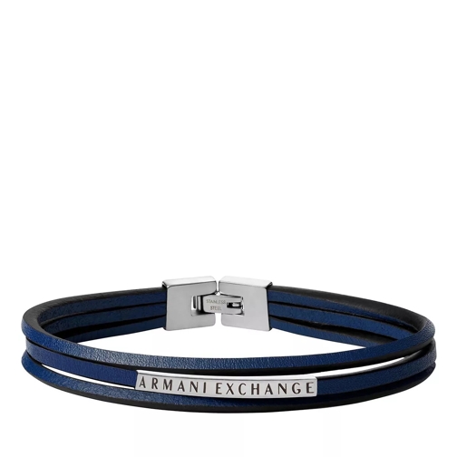 Armani Exchange Leather Multi-Strand Bracelet Blue Armband