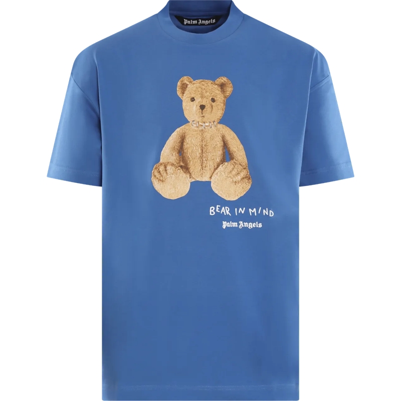 Palm Angels T-Shirt Heren Bear In Mind T-Shirt Blauw blau