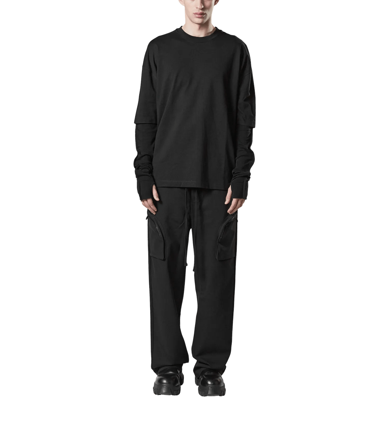 Thom Krom - Longsleeve mit Layer-Design - Größe L - schwarz