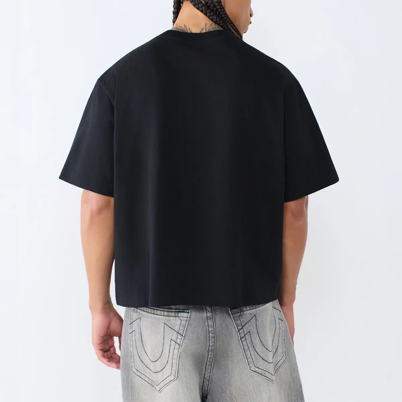 True Religion T-Shirt - Boxy T-Shirt- Rundhalsausschnitt- Markante Log schwarz(Image 4)
