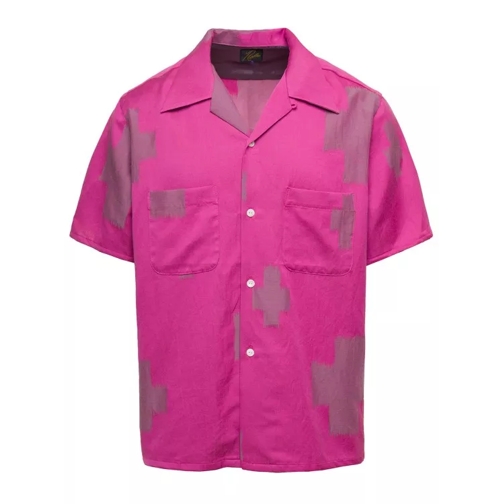 Needles Bowling Shirt With All-Over Cactus Print In Fuchsi Pink 