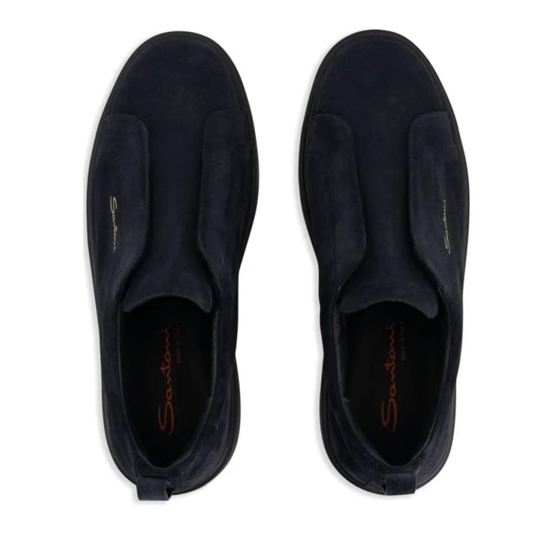 Santoni Low-Top-Sneaker Round Toe Sneaker With Logo Blue(Image 4)