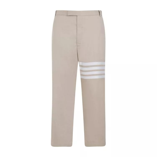 Thom Browne Camel Beige Cotton Unconstructed Straight Leg Trou Neutrals 