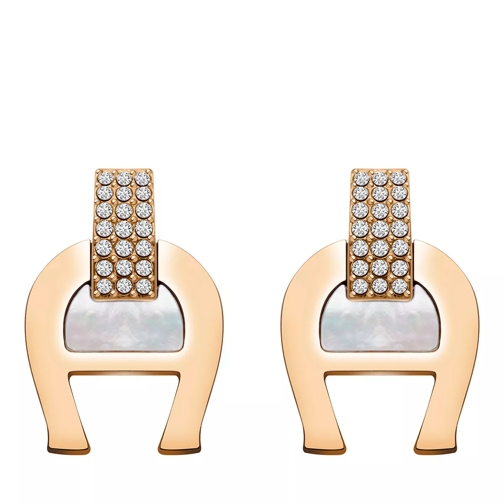 AIGNER A Logo Earring With Mop & Crystals rosegold Oorsteker