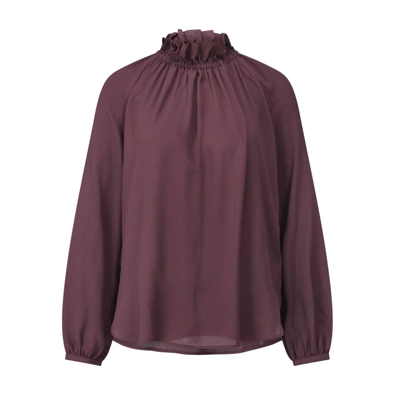 Luisa Cerano Bluse Rüschen Blusenshirt aus Seiden-Mix Dunkellila