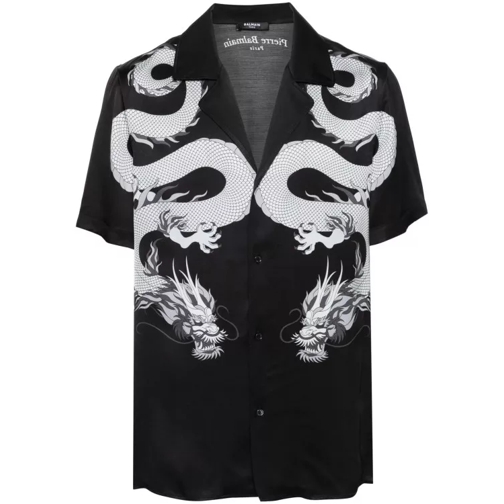 Balmain Black Dragon-Print Shirt Black 