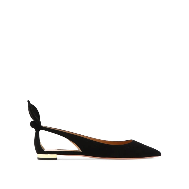 Aquazzura Balletschoenen Bow Tie Ballet Flats With Velvet Upper Black