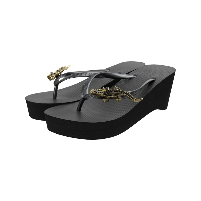 UZURII Flip Flops Zehentrenner Black Crocodile Switch High Heel schwarz(Image 3)