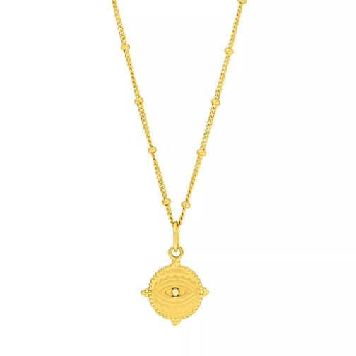 Leaf Necklace Evil Eye 18K Yellow Gold-Plated Short Necklace