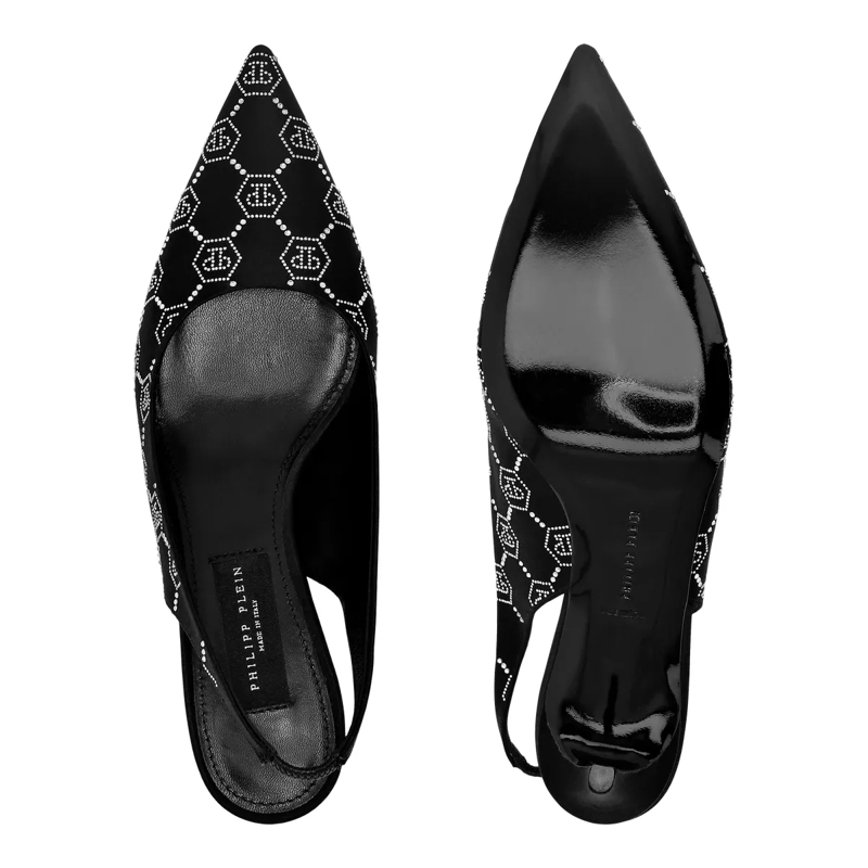 Philipp Plein Pumps Slingback-Schuhe Monogram Mit Schmucksteinen schwarz(Image 3)