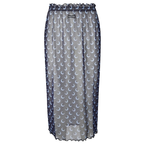 Marine Serre Mini jupes Transparent Moon Print Midi Skirt Blue