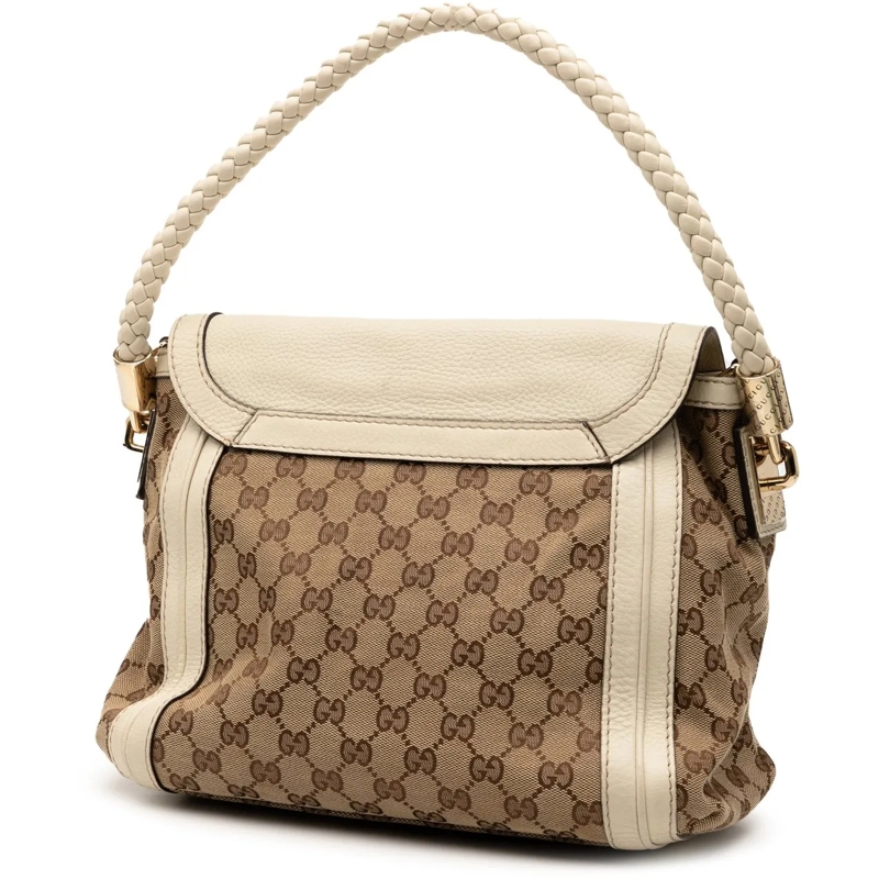 Gucci Schultertasche GG Canvas Bella Flap Satchel braun