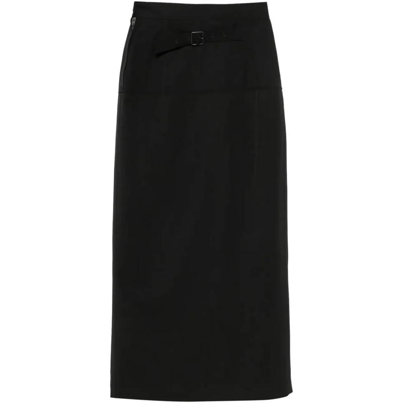 Lemaire Midirock Long Skirt With Slit Black schwarz