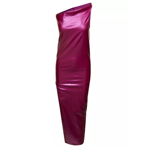 Rick Owens Athena' Long Asymmetric Dress With Side Slit In Me Pink 
