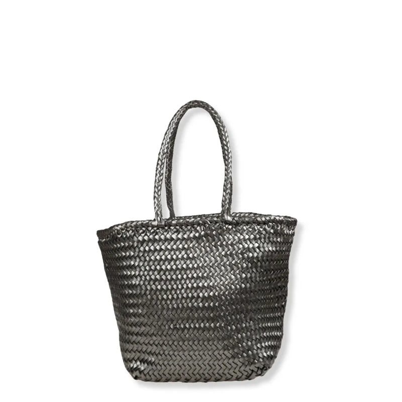 DRAGON DIFFUSION Tote Structured Handbag With Smooth Surface And Top Han Grey