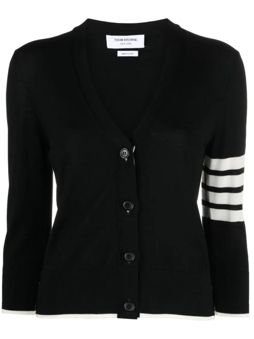 Thom Browne - Cardigan With 4-Stripe Detail - Größe 38 - schwarz