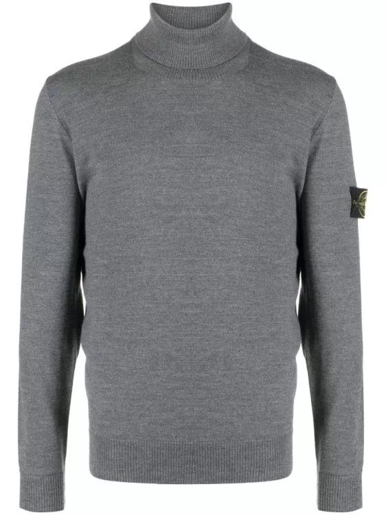 Stone Island - Compass-Patch Grey Wool Knitwear Jumper - Größe XXL - gray