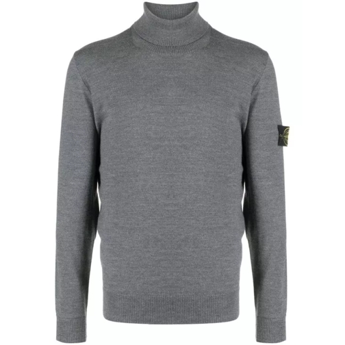 Stone Island  Compass-Patch Grey Wool Knitwear Jumper Grey