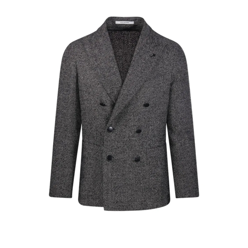 Tagliatore Blazer Double-Breasted Tailored Jacket With Textured Fini Grey