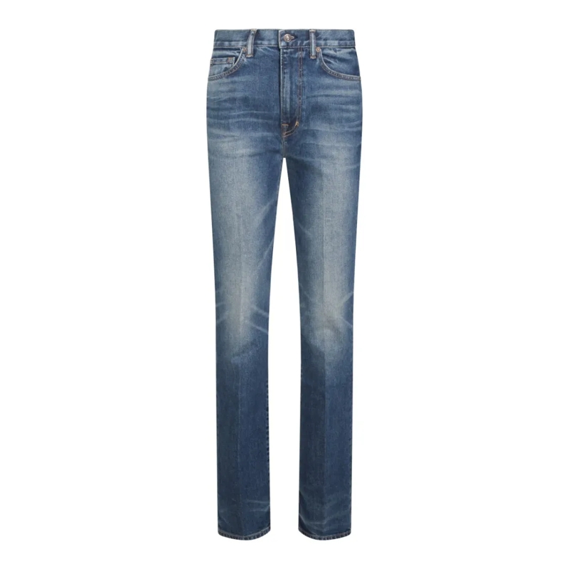 Tom Ford Jeans Mid-Rise Straight-Leg Jeans With Subtle Stitching  Blue