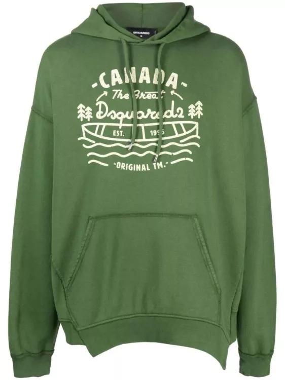 Thumbnail - Dsquared2 - Graphic-Print Verde Cotton Hoodie - Größe M - grün