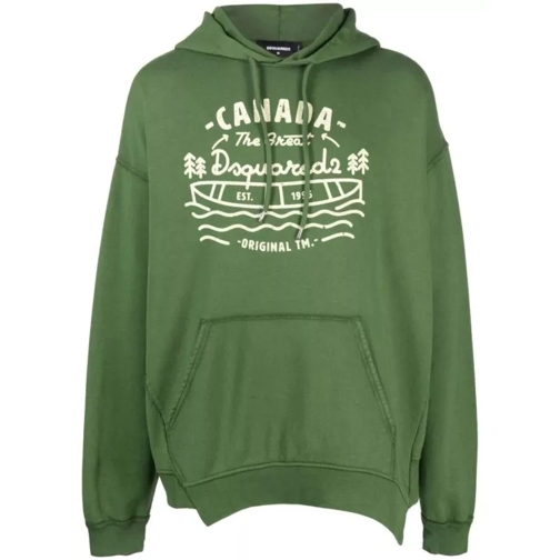 Dsquared2  Graphic-Print Verde Cotton Hoodie Green