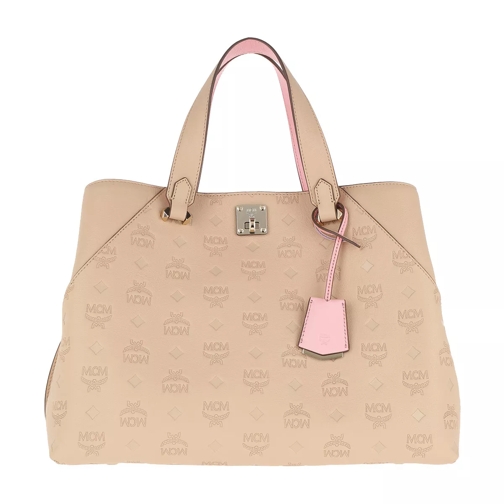 MCM Essential Monogrammed Leather Tote Large Latte Beige Fourre-tout